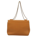 Chloe Elsie Chain Shoulder Bag Leather Brown Gold Tone Auth BA14148V-3