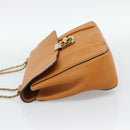 Chloe Elsie Chain Shoulder Bag Leather Brown Gold Tone Auth BA14148V-4