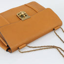 Chloe Elsie Chain Shoulder Bag Leather Brown Gold Tone Auth BA14148V-6