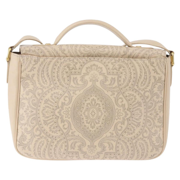 VALENTINO Shoulder Bag Leather 2way Ivory Gold Auth BA14149V