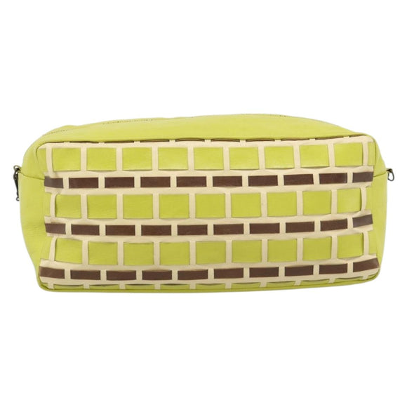 Miu Miu Shoulder Bag Leather LIme Green Gold Auth BA14150