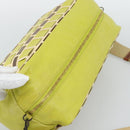 Miu Miu Shoulder Bag Leather LIme Green Gold Auth BA14150-6