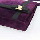 Salvatore Ferragamo Vala Shoulder Bag Suede Purple Gold Auth BA14151A-9