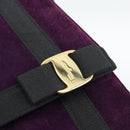 Salvatore Ferragamo Vala Shoulder Bag Suede Purple Gold Auth BA14151A-10