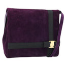 Salvatore Ferragamo Vala Shoulder Bag Suede Purple Gold Auth BA14151A-1