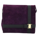 Salvatore Ferragamo Vala Shoulder Bag Suede Purple Gold Auth BA14151A-13