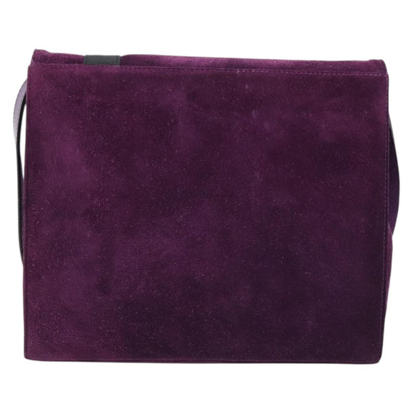 Salvatore Ferragamo Vala Shoulder Bag Suede Purple Gold Auth BA14151A