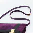 Salvatore Ferragamo Vala Shoulder Bag Suede Purple Gold Auth BA14151A-8