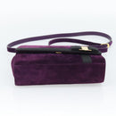 Salvatore Ferragamo Vala Shoulder Bag Suede Purple Gold Auth BA14151A-5