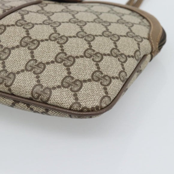 GUCCI GG Supreme Web Sherry Line Bag PVC Beige Gold 98 02 047 Auth BA14152