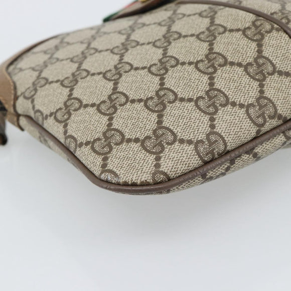 GUCCI GG Supreme Web Sherry Line Bag PVC Beige Gold 98 02 047 Auth BA14152