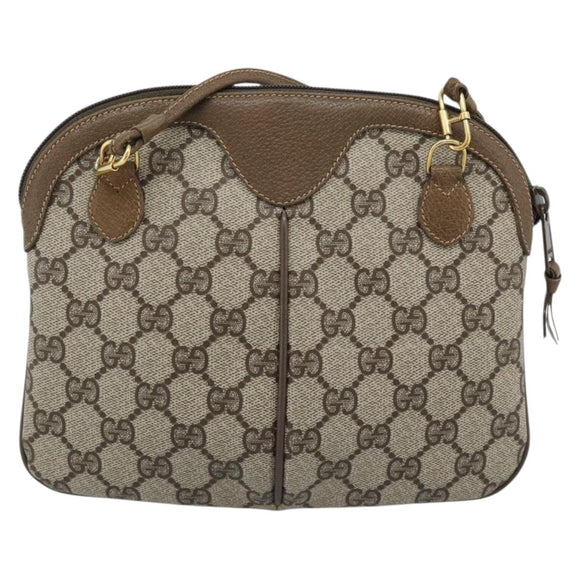 GUCCI GG Supreme Web Sherry Line Bag PVC Beige Gold 98 02 047 Auth BA14152