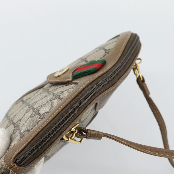 GUCCI GG Supreme Web Sherry Line Bag PVC Beige Gold 98 02 047 Auth BA14152