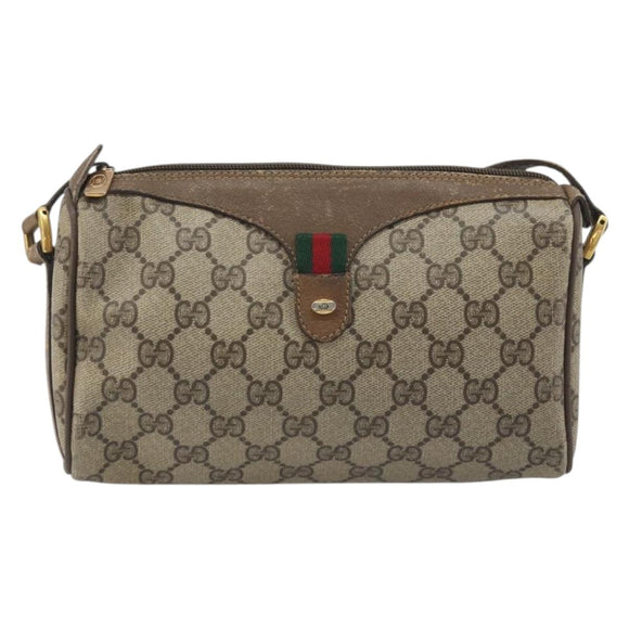GUCCI GG Supreme Shoulder Bag PVC Leather Beige Gold Tone 89 02 018 Auth BA14153