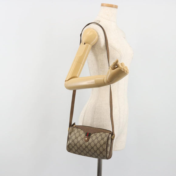 GUCCI GG Supreme Shoulder Bag PVC Leather Beige Gold Tone 89 02 018 Auth BA14153