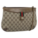 GUCCI GG Supreme Web Sherry Line Shoulder Bag PVC Beige Gold Auth BA14154-1