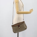 GUCCI GG Supreme Web Sherry Line Shoulder Bag PVC Beige Gold Auth BA14154-22