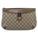 GUCCI GG Supreme Web Sherry Line Shoulder Bag PVC Beige Gold Auth BA14154-13