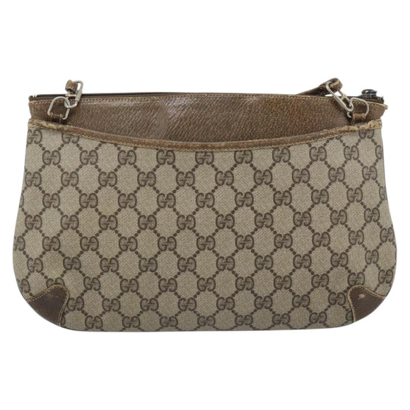 GUCCI GG Supreme Web Sherry Line Shoulder Bag PVC Beige Gold Auth BA14154