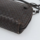 BOTTEGA VENETA INTRECCIATO Shoulder Bag Leather Brown Silver Auth BA14156-9