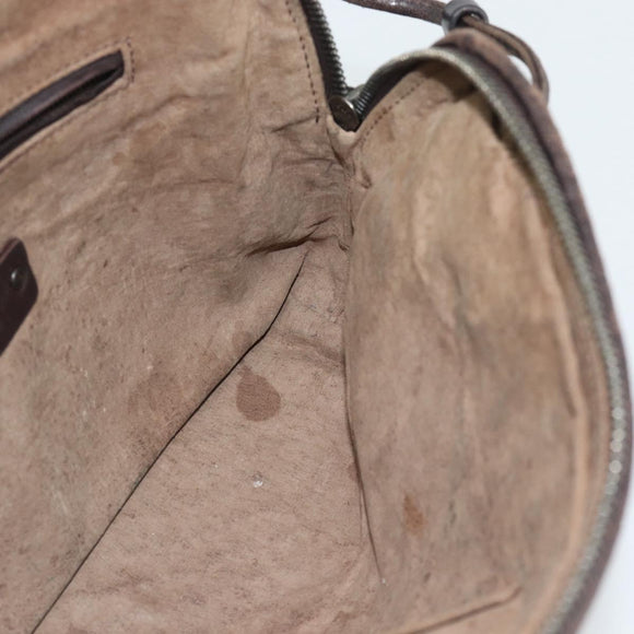 BOTTEGA VENETA INTRECCIATO Shoulder Bag Leather Brown Silver Auth BA14156