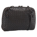 BOTTEGA VENETA INTRECCIATO Shoulder Bag Leather Brown Silver Auth BA14156-1