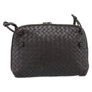 BOTTEGA VENETA INTRECCIATO Shoulder Bag Leather Brown Silver Auth BA14156-2