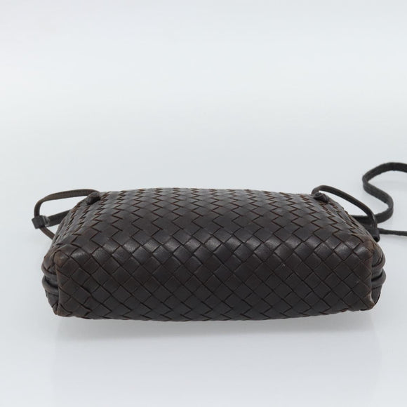BOTTEGA VENETA INTRECCIATO Shoulder Bag Leather Brown Silver Auth BA14156