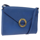 CELINE Circle Shoulder Bag Leather Blue Gold Auth BA14157V-1