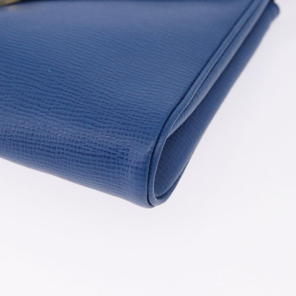CELINE Circle Shoulder Bag Leather Blue Gold Auth BA14157V