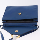 CELINE Circle Shoulder Bag Leather Blue Gold Auth BA14157V-9