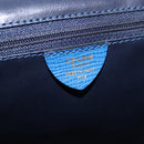 CELINE Circle Shoulder Bag Leather Blue Gold Auth BA14157V-11
