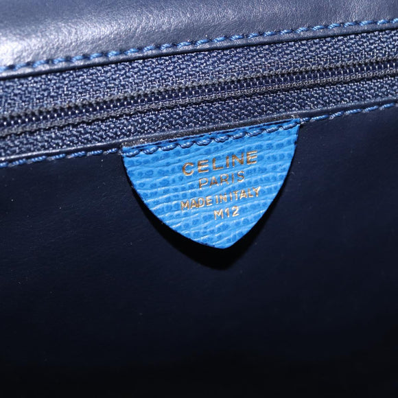 CELINE Circle Shoulder Bag Leather Blue Gold Auth BA14157V