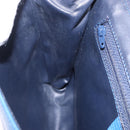 CELINE Circle Shoulder Bag Leather Blue Gold Auth BA14157V-20