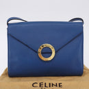 CELINE Circle Shoulder Bag Leather Blue Gold Auth BA14157V-12