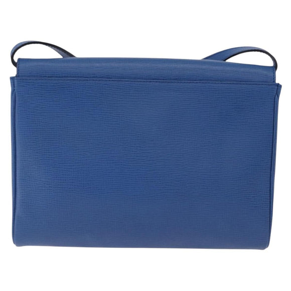 CELINE Circle Shoulder Bag Leather Blue Gold Auth BA14157V