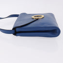 CELINE Circle Shoulder Bag Leather Blue Gold Auth BA14157V-4