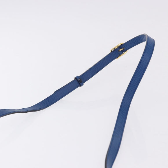 CELINE Circle Shoulder Bag Leather Blue Gold Auth BA14157V
