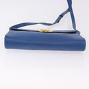 CELINE Circle Shoulder Bag Leather Blue Gold Auth BA14157V-5