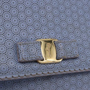Salvatore Ferragamo Vala Chain Shoulder Bag Leather Blue Gold Auth BA14158-17