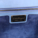 Salvatore Ferragamo Vala Chain Shoulder Bag Leather Blue Gold Auth BA14158-18