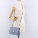 Salvatore Ferragamo Vala Chain Shoulder Bag Leather Blue Gold Auth BA14158-23
