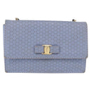 Salvatore Ferragamo Vala Chain Shoulder Bag Leather Blue Gold Auth BA14158-13