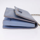 Salvatore Ferragamo Vala Chain Shoulder Bag Leather Blue Gold Auth BA14158-3