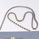 Salvatore Ferragamo Vala Chain Shoulder Bag Leather Blue Gold Auth BA14158-8