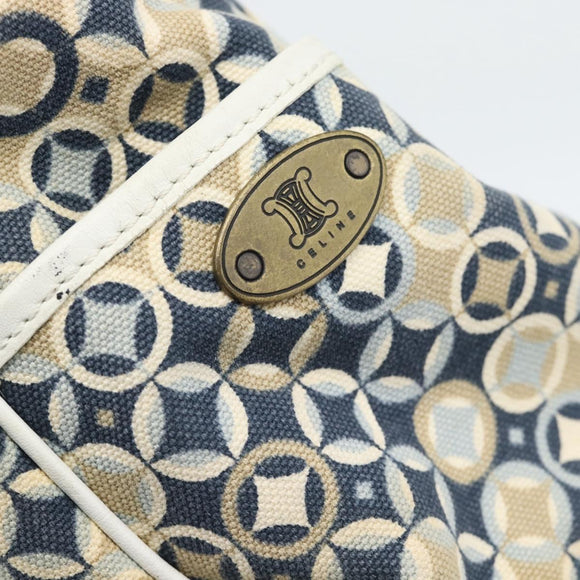 CELINE Boogie Bag Canvas Navy Gold Auth BA14159
