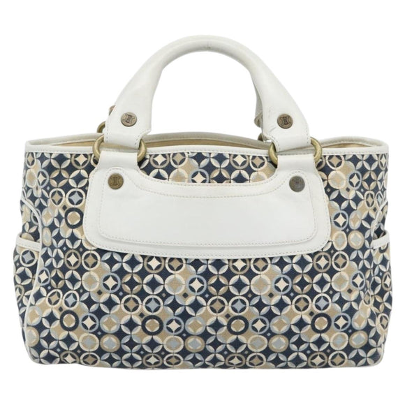 CELINE Boogie Bag Canvas Navy Gold Auth BA14159