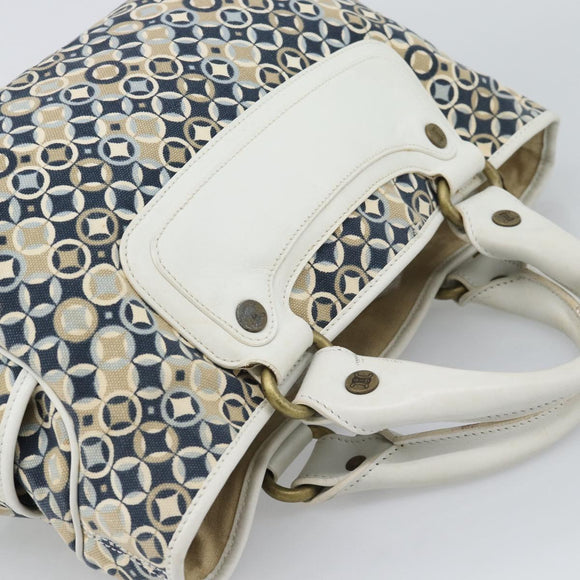 CELINE Boogie Bag Canvas Navy Gold Auth BA14159