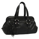 BALLY Hand Bag Leather Black Gold Auth BA1416-1