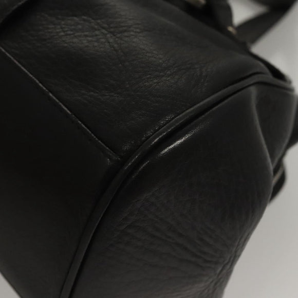 BALLY Hand Bag Leather Black Gold Auth BA1416